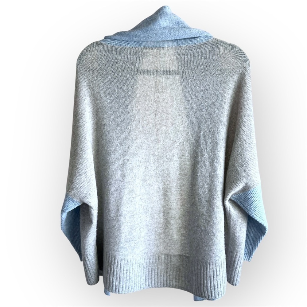 Subtle Luxury 100%Cashmere cocoon Cardigan open front shawl collar blue S/M - Picture 3 of 13